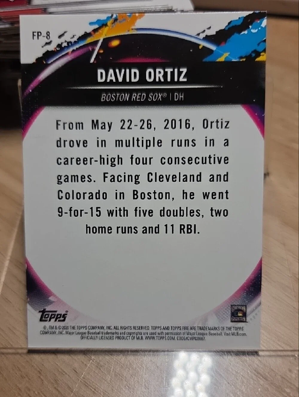 2020 Topps Fire NBCD David Ortiz
